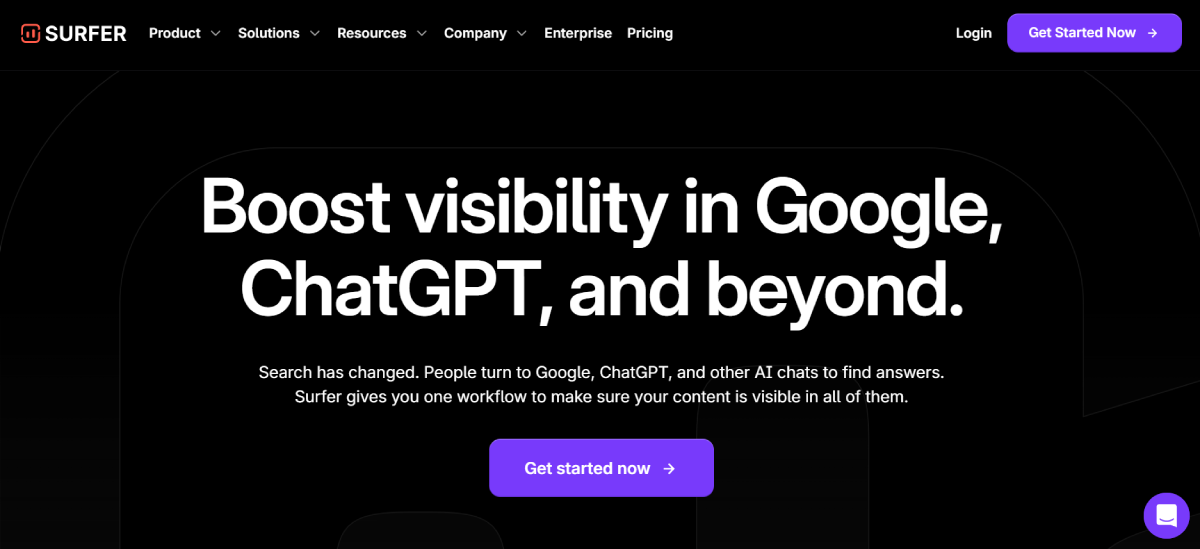 Surfer SEO ホームページ